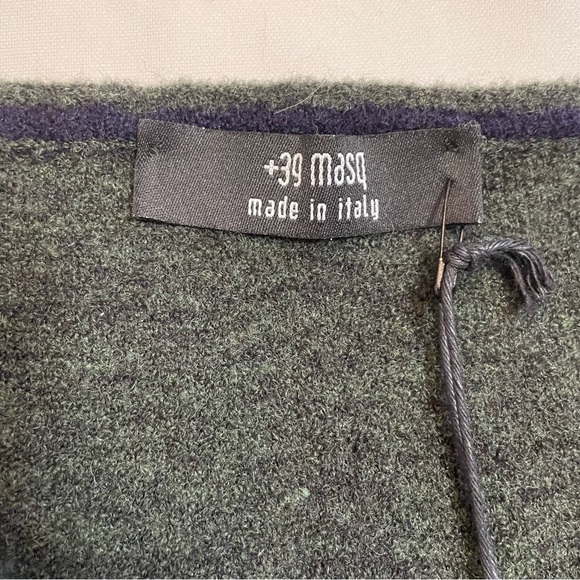 NWT New $210 +39 MASQ V-Neck Wool Dark Green Sweater Size S Made In Italy - Picture 5 of 9